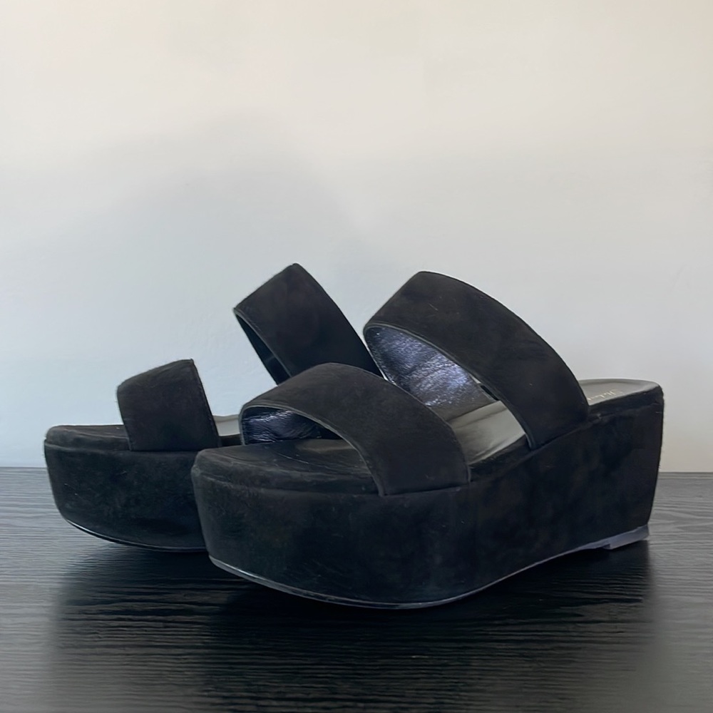 Robert Clergerie black wedges slides. Runs half size small. Better fit size 8.